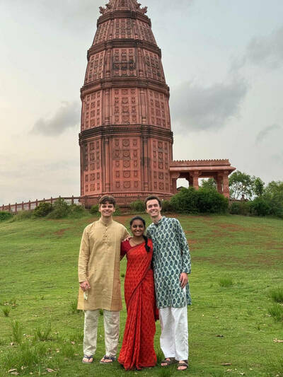 Ty Harrington stands in front of the Madana-mohana temple at Govardhan Ecovillage